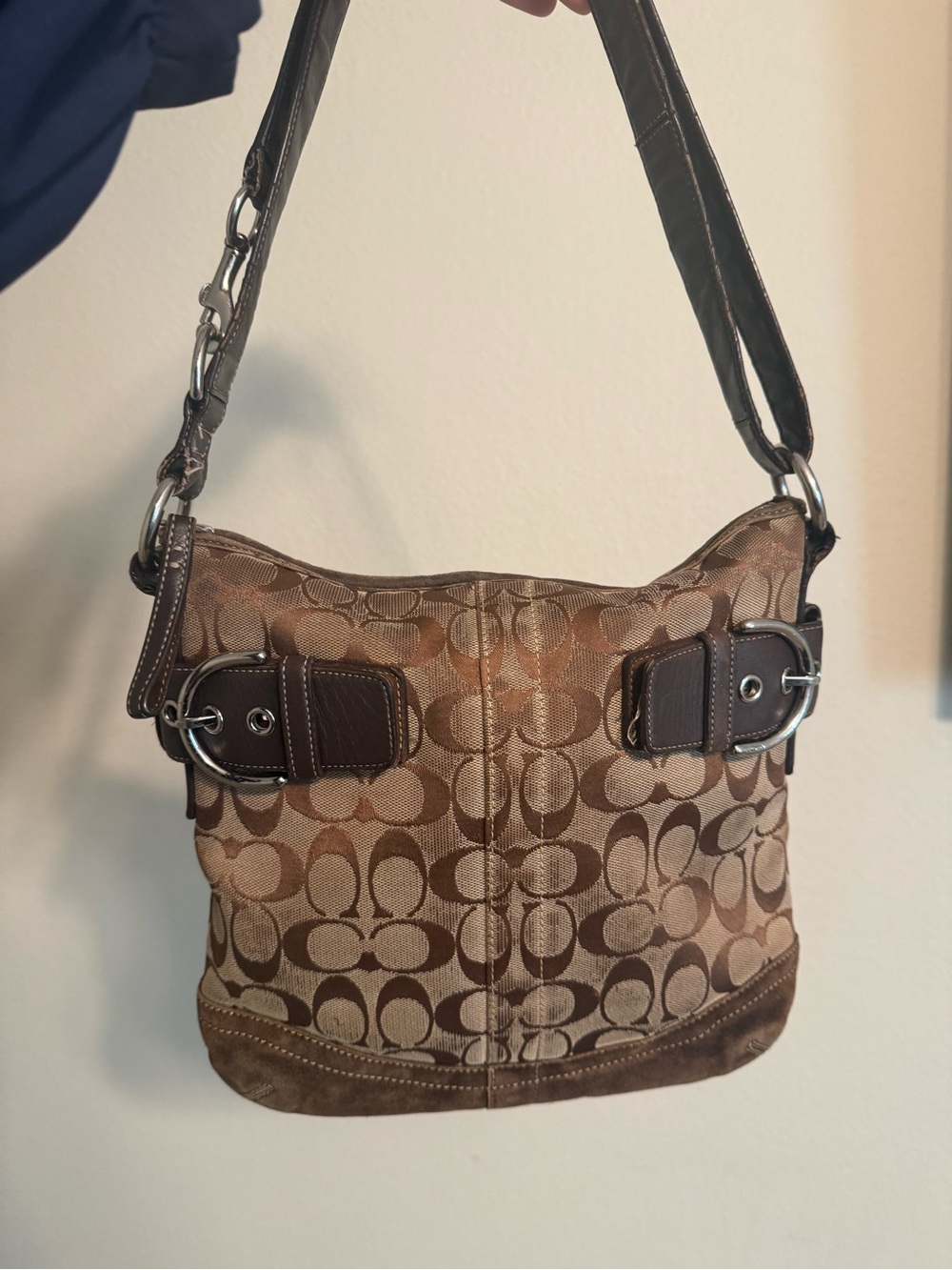 Coach Signature Canvas Shoulder Bag in Brown and Tan